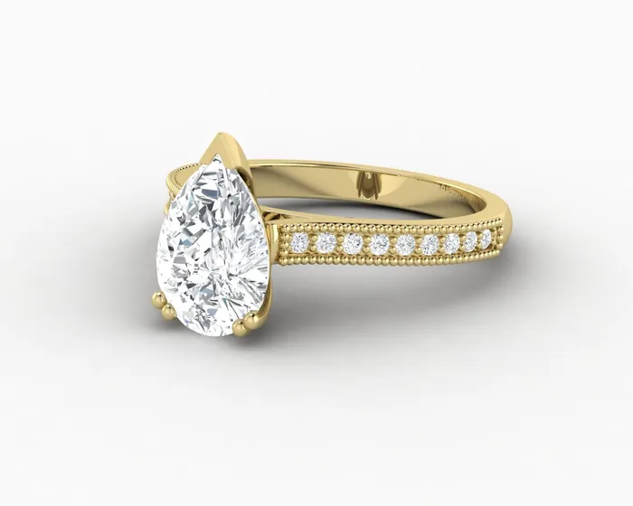 Rings Thea 20 Ct Solitaire Pear Cut Engagement Ring With Side Stones Sapheena Jewelry