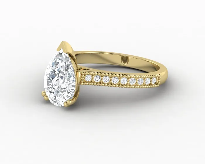 Rings Thea 20 Ct Solitaire Pear Cut Engagement Ring With Side Stones Sapheena Jewelry