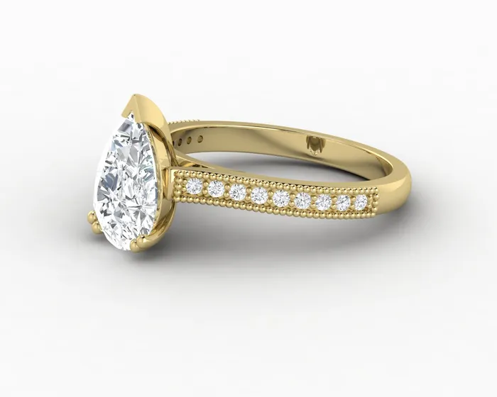 Rings Thea 20 Ct Solitaire Pear Cut Engagement Ring With Side Stones Sapheena Jewelry