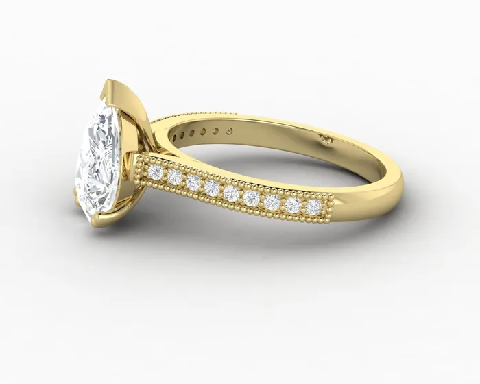 Rings Thea 20 Ct Solitaire Pear Cut Engagement Ring With Side Stones Sapheena Jewelry
