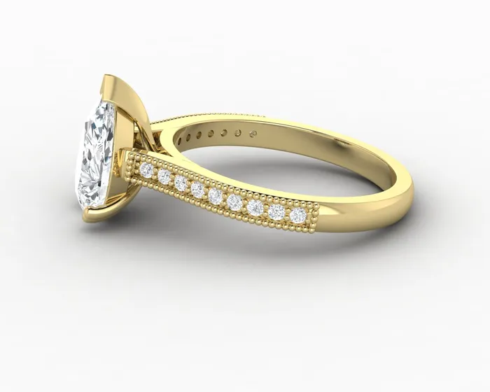 Rings Thea 20 Ct Solitaire Pear Cut Engagement Ring With Side Stones Sapheena Jewelry
