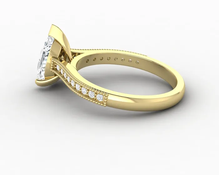 Rings Thea 20 Ct Solitaire Pear Cut Engagement Ring With Side Stones Sapheena Jewelry