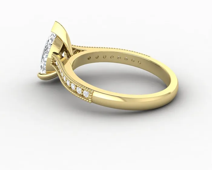 Rings Thea 20 Ct Solitaire Pear Cut Engagement Ring With Side Stones Sapheena Jewelry