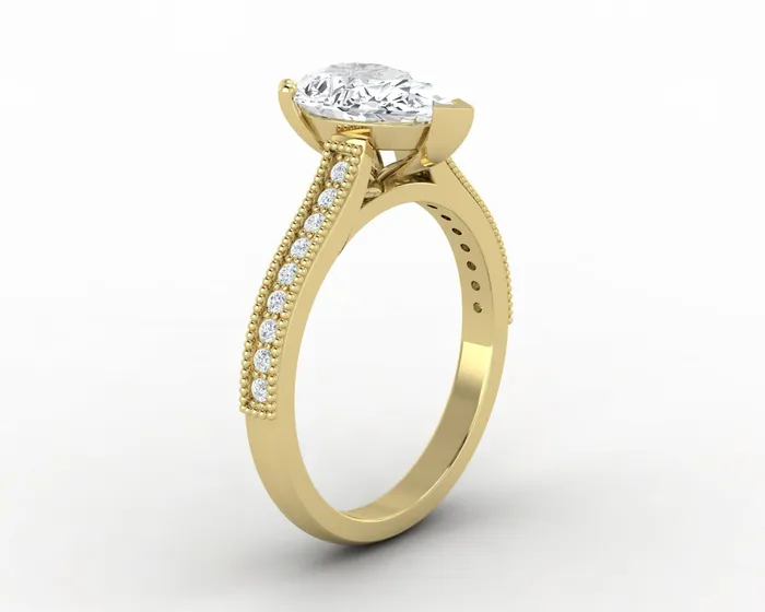 Rings Thea 20 Ct Solitaire Pear Cut Engagement Ring With Side Stones Sapheena Jewelry