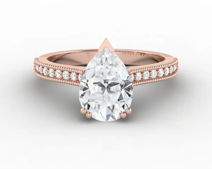 Rings Thea 20 Ct Solitaire Pear Cut Engagement Ring With Side Stones Sapheena Jewelry