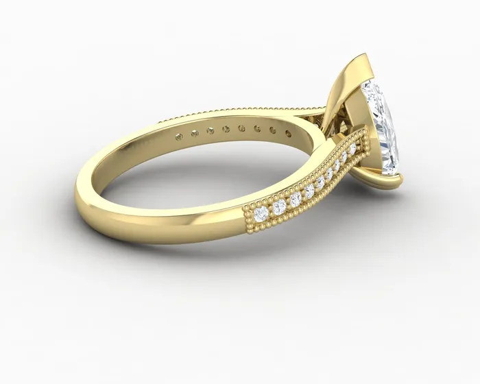 Rings Thea 20 Ct Solitaire Pear Cut Engagement Ring With Side Stones Sapheena Jewelry