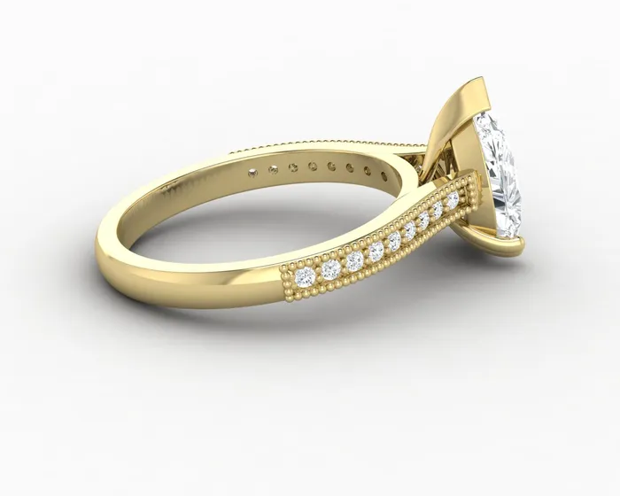 Rings Thea 20 Ct Solitaire Pear Cut Engagement Ring With Side Stones Sapheena Jewelry