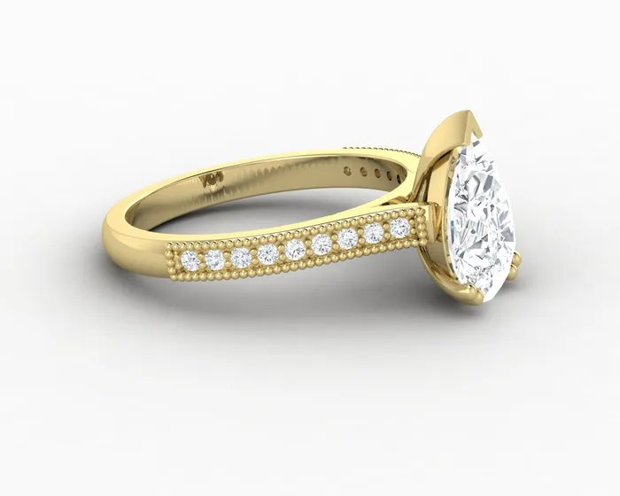 Rings Thea 20 Ct Solitaire Pear Cut Engagement Ring With Side Stones Sapheena Jewelry