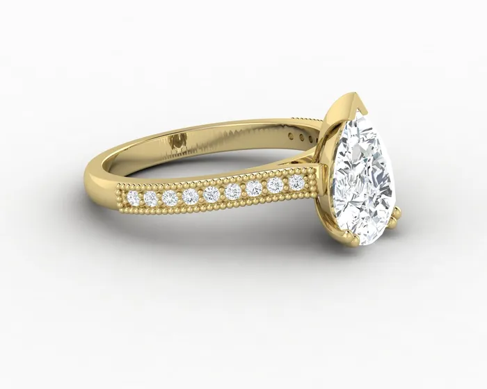 Rings Thea 20 Ct Solitaire Pear Cut Engagement Ring With Side Stones Sapheena Jewelry