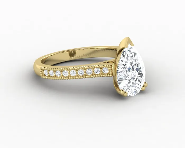 Rings Thea 20 Ct Solitaire Pear Cut Engagement Ring With Side Stones Sapheena Jewelry