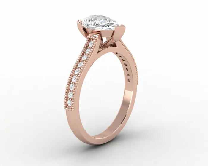 Rings Thea 20 Ct Solitaire Pear Cut Engagement Ring With Side Stones Sapheena Jewelry