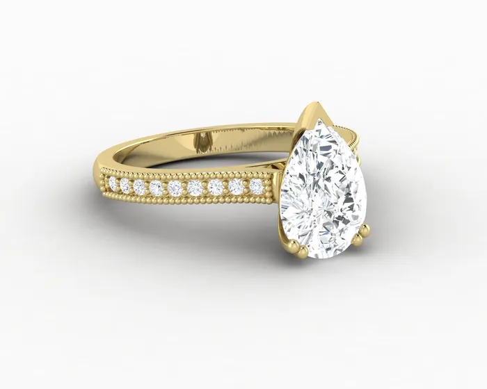Rings Thea 20 Ct Solitaire Pear Cut Engagement Ring With Side Stones Sapheena Jewelry
