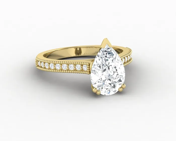 Rings Thea 20 Ct Solitaire Pear Cut Engagement Ring With Side Stones Sapheena Jewelry