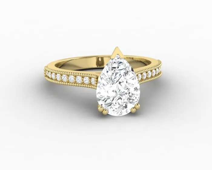 Rings Thea 20 Ct Solitaire Pear Cut Engagement Ring With Side Stones Sapheena Jewelry