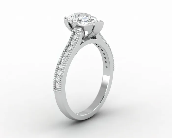 Rings Thea 20 Ct Solitaire Pear Cut Engagement Ring With Side Stones Sapheena Jewelry
