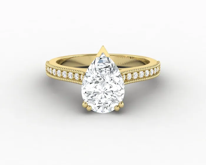 Rings Thea 20 Ct Solitaire Pear Cut Engagement Ring With Side Stones Sapheena Jewelry