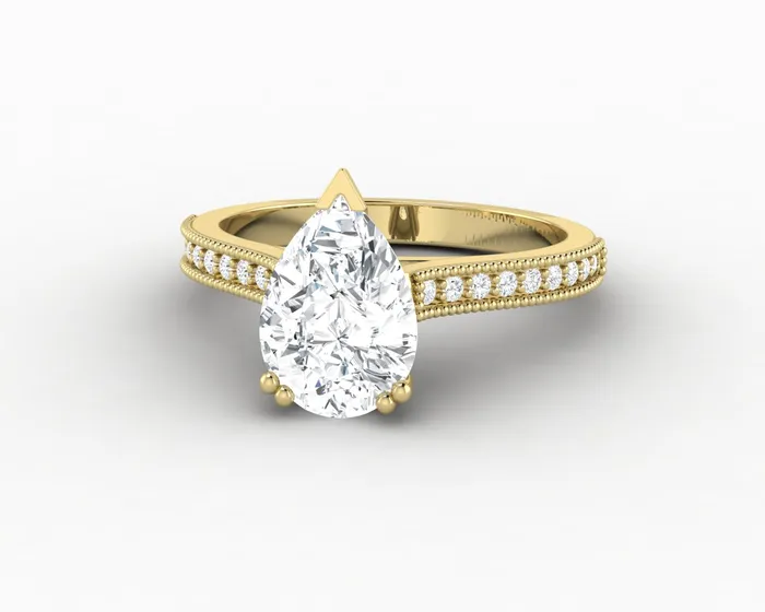 Rings Thea 20 Ct Solitaire Pear Cut Engagement Ring With Side Stones Sapheena Jewelry