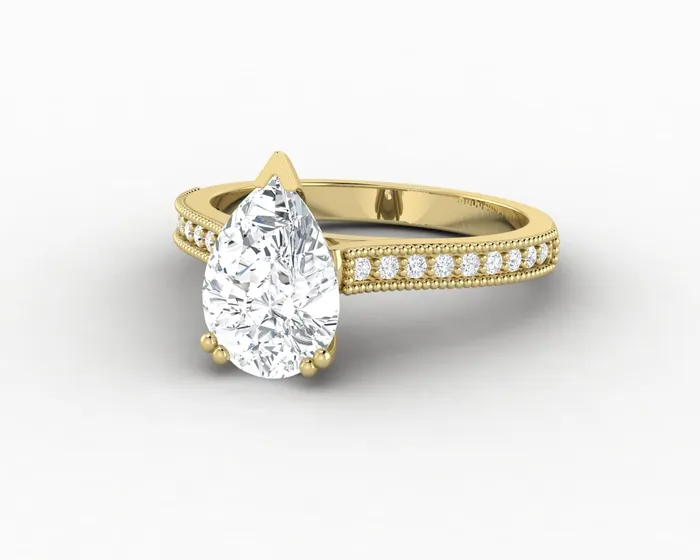 Rings Thea 20 Ct Solitaire Pear Cut Engagement Ring With Side Stones Sapheena Jewelry