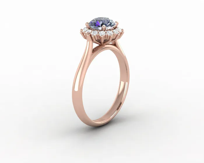 Sapheena Jewelry Maia 100 Ct Round Cut Halo Grey Moissanite Engagement Ring Rings