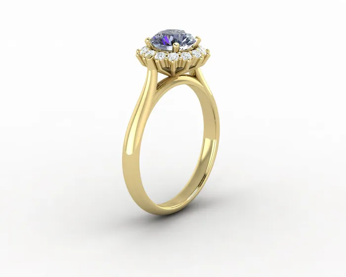 Sapheena Jewelry Maia 100 Ct Round Cut Halo Grey Moissanite Engagement Ring Rings