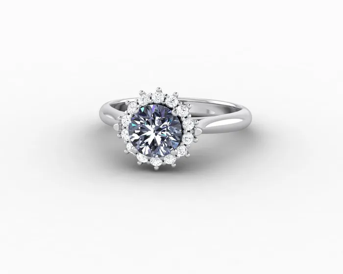 Sapheena Jewelry Maia 100 Ct Round Cut Halo Grey Moissanite Engagement Ring Rings