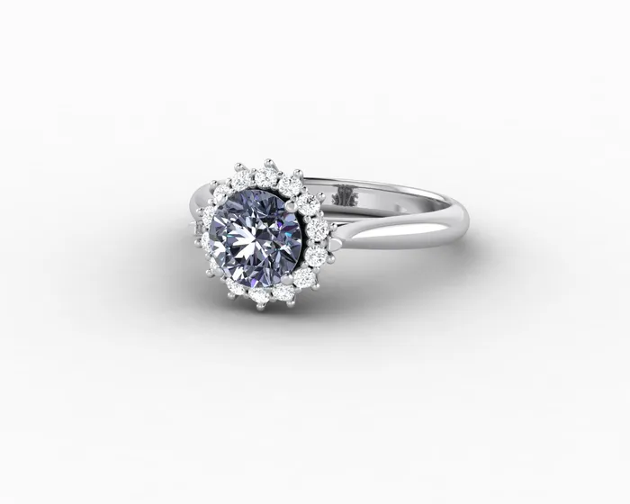 Sapheena Jewelry Maia 100 Ct Round Cut Halo Grey Moissanite Engagement Ring Rings