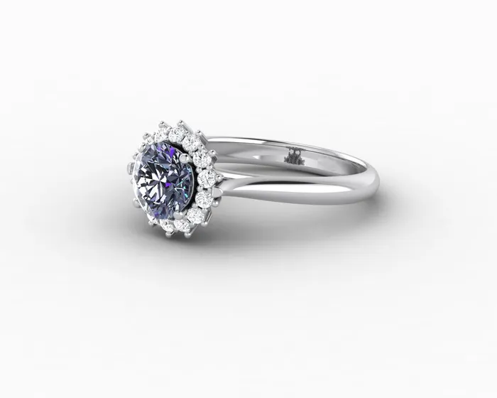 Sapheena Jewelry Maia 100 Ct Round Cut Halo Grey Moissanite Engagement Ring Rings