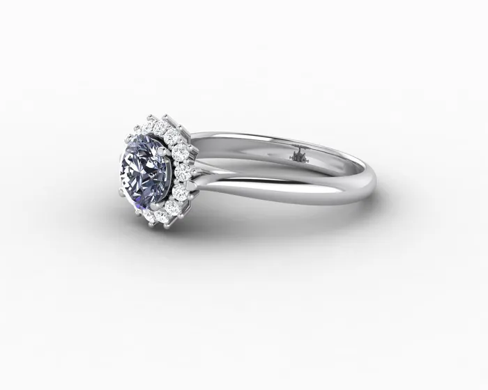 Sapheena Jewelry Maia 100 Ct Round Cut Halo Grey Moissanite Engagement Ring Rings