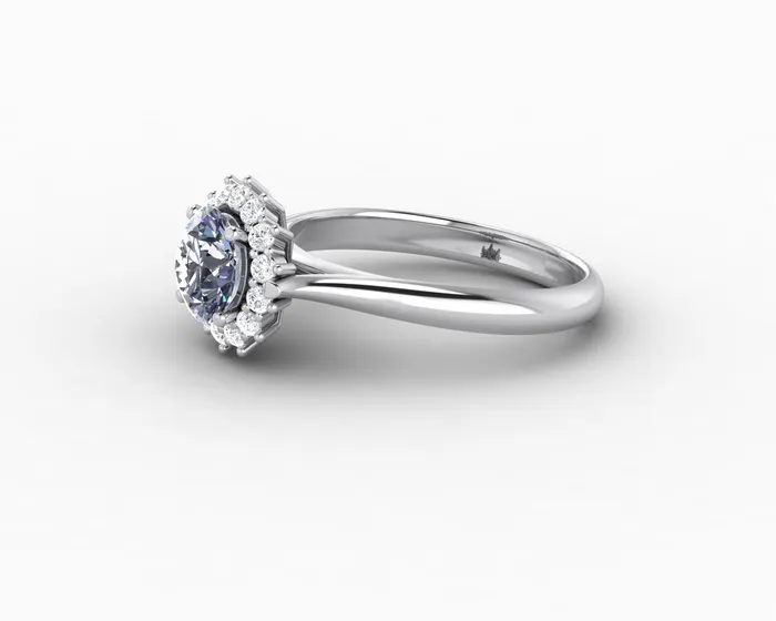 Sapheena Jewelry Maia 100 Ct Round Cut Halo Grey Moissanite Engagement Ring Rings