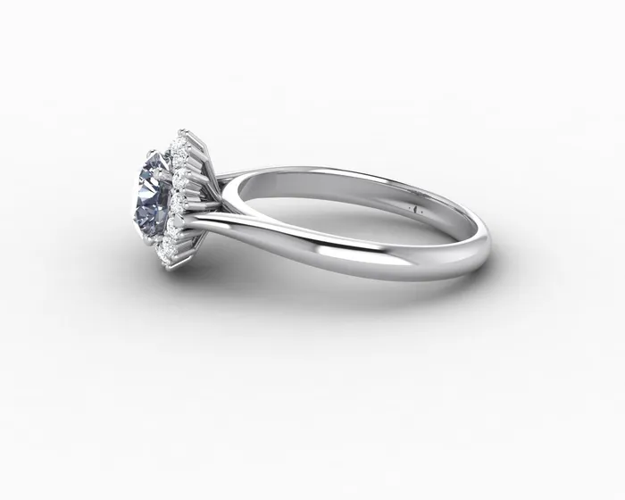 Sapheena Jewelry Maia 100 Ct Round Cut Halo Grey Moissanite Engagement Ring Rings