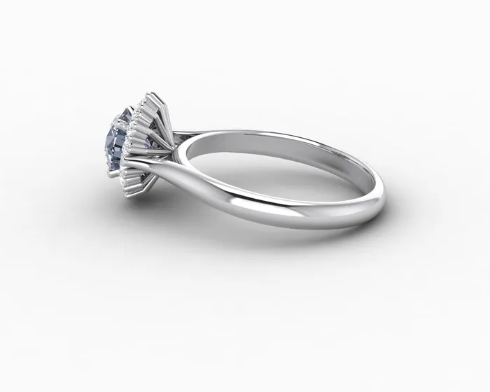 Sapheena Jewelry Maia 100 Ct Round Cut Halo Grey Moissanite Engagement Ring Rings