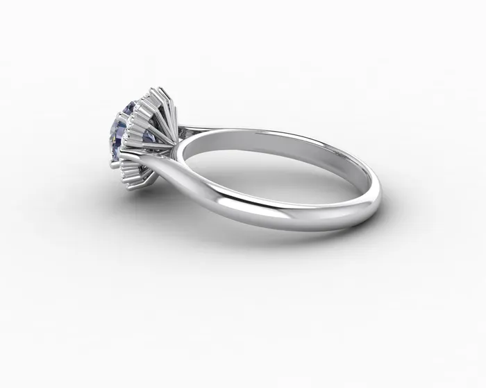 Sapheena Jewelry Maia 100 Ct Round Cut Halo Grey Moissanite Engagement Ring Rings