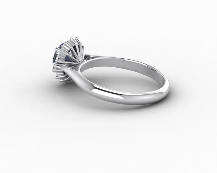 Sapheena Jewelry Maia 100 Ct Round Cut Halo Grey Moissanite Engagement Ring Rings