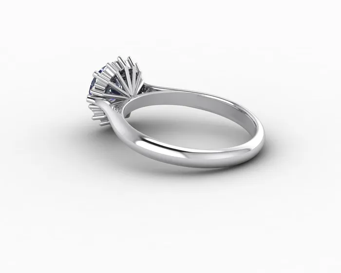 Sapheena Jewelry Maia 100 Ct Round Cut Halo Grey Moissanite Engagement Ring Rings