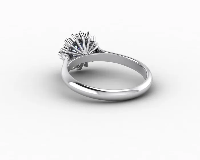 Sapheena Jewelry Maia 100 Ct Round Cut Halo Grey Moissanite Engagement Ring Rings