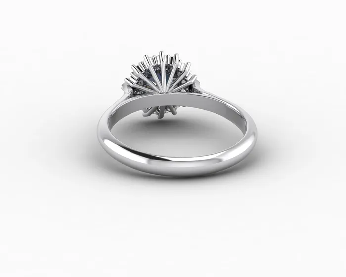 Sapheena Jewelry Maia 100 Ct Round Cut Halo Grey Moissanite Engagement Ring Rings