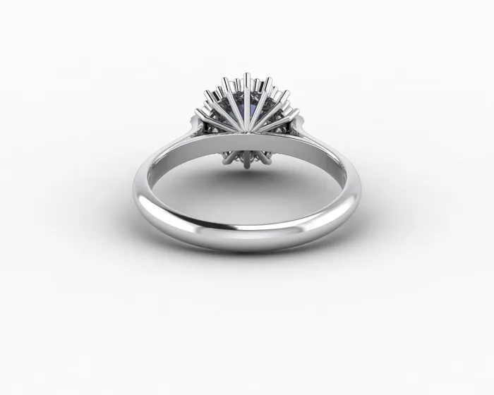 Sapheena Jewelry Maia 100 Ct Round Cut Halo Grey Moissanite Engagement Ring Rings