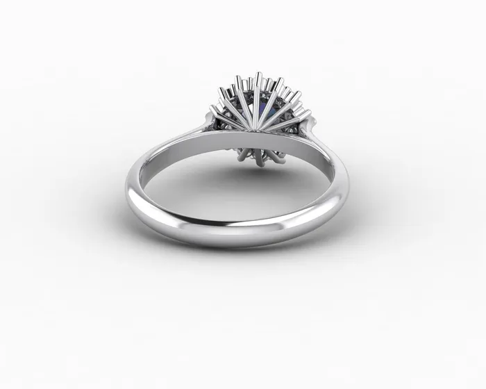 Sapheena Jewelry Maia 100 Ct Round Cut Halo Grey Moissanite Engagement Ring Rings