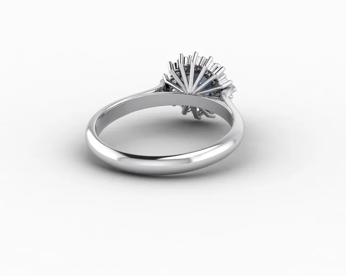 Sapheena Jewelry Maia 100 Ct Round Cut Halo Grey Moissanite Engagement Ring Rings