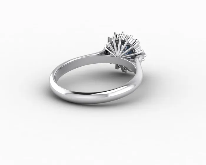 Sapheena Jewelry Maia 100 Ct Round Cut Halo Grey Moissanite Engagement Ring Rings
