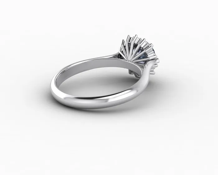 Sapheena Jewelry Maia 100 Ct Round Cut Halo Grey Moissanite Engagement Ring Rings