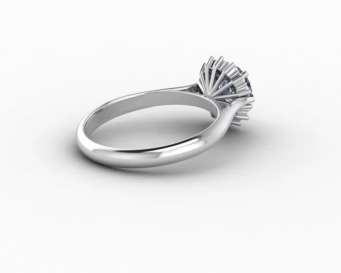 Sapheena Jewelry Maia 100 Ct Round Cut Halo Grey Moissanite Engagement Ring Rings