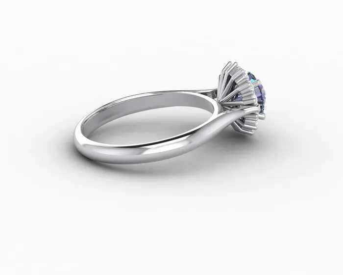 Sapheena Jewelry Maia 100 Ct Round Cut Halo Grey Moissanite Engagement Ring Rings