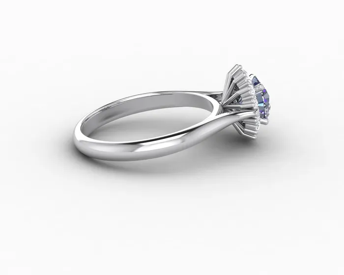 Sapheena Jewelry Maia 100 Ct Round Cut Halo Grey Moissanite Engagement Ring Rings