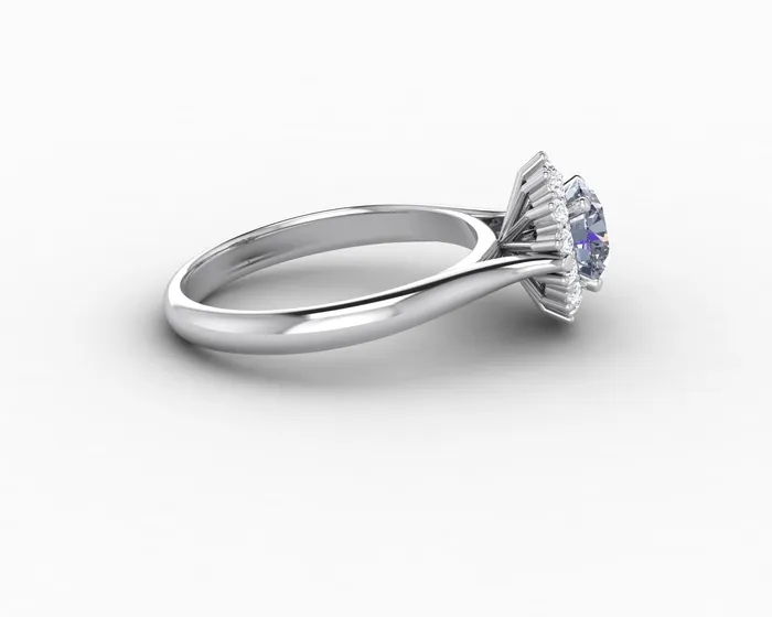Sapheena Jewelry Maia 100 Ct Round Cut Halo Grey Moissanite Engagement Ring Rings