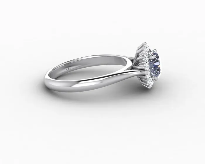 Sapheena Jewelry Maia 100 Ct Round Cut Halo Grey Moissanite Engagement Ring Rings