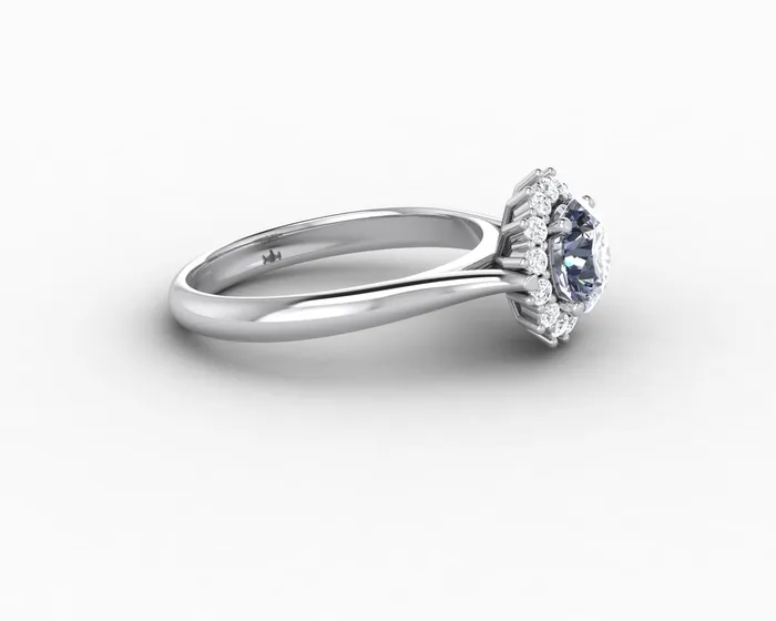 Sapheena Jewelry Maia 100 Ct Round Cut Halo Grey Moissanite Engagement Ring Rings
