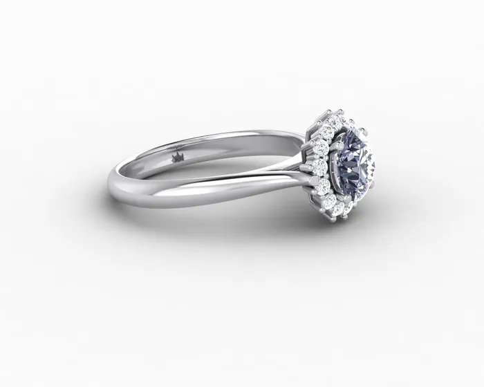 Sapheena Jewelry Maia 100 Ct Round Cut Halo Grey Moissanite Engagement Ring Rings