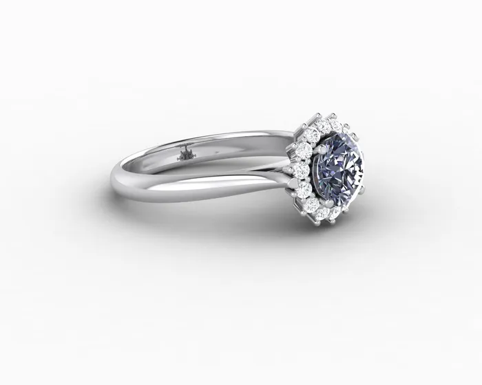 Sapheena Jewelry Maia 100 Ct Round Cut Halo Grey Moissanite Engagement Ring Rings