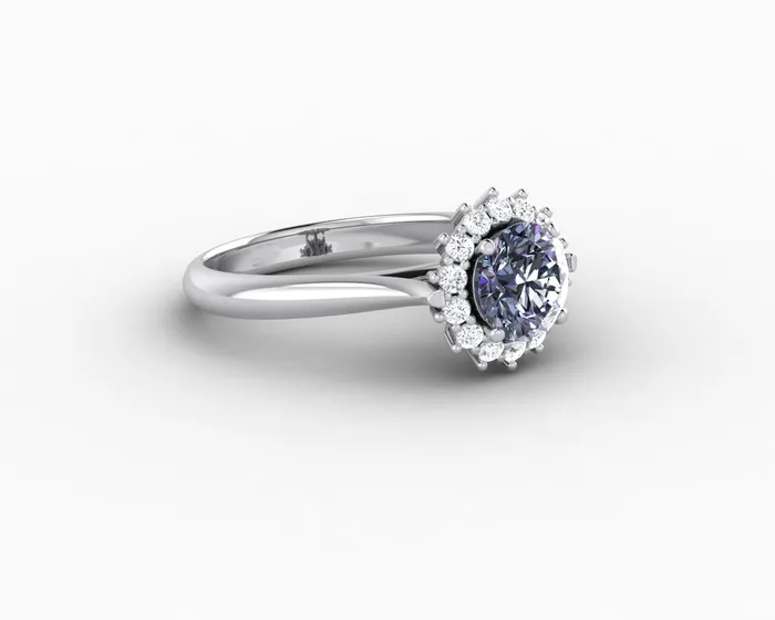 Sapheena Jewelry Maia 100 Ct Round Cut Halo Grey Moissanite Engagement Ring Rings